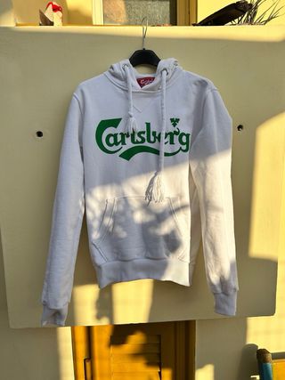 Felpa Carlsberg bianca con logo verde