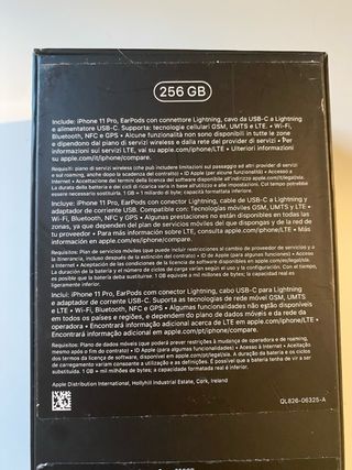 Caja iPhone 11 Pro de 256GB + funda y cables