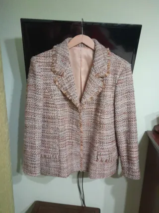 Chaqueta Chanel Talla 52 Beige/Rosa