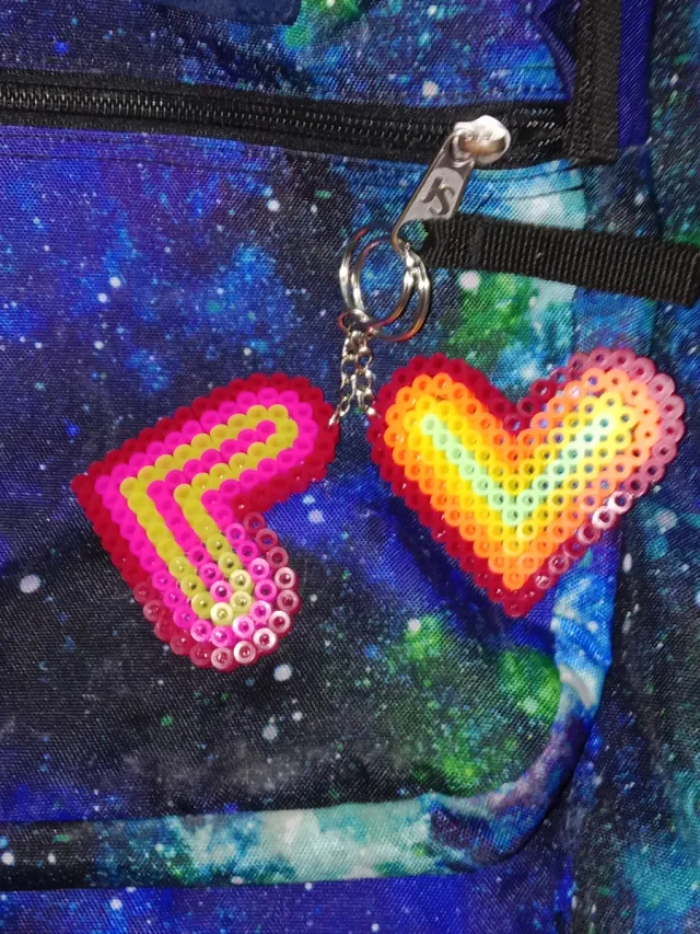 2 Corazones Perler Beads Llavero