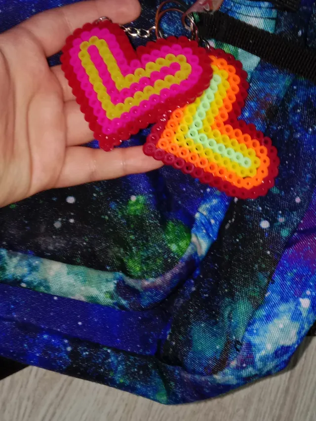 2 Corazones Perler Beads Llavero
