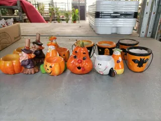 Set 10 Portacandele Halloween Ceramica