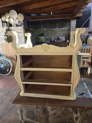 Mesitas de noche vintage beige restauradas