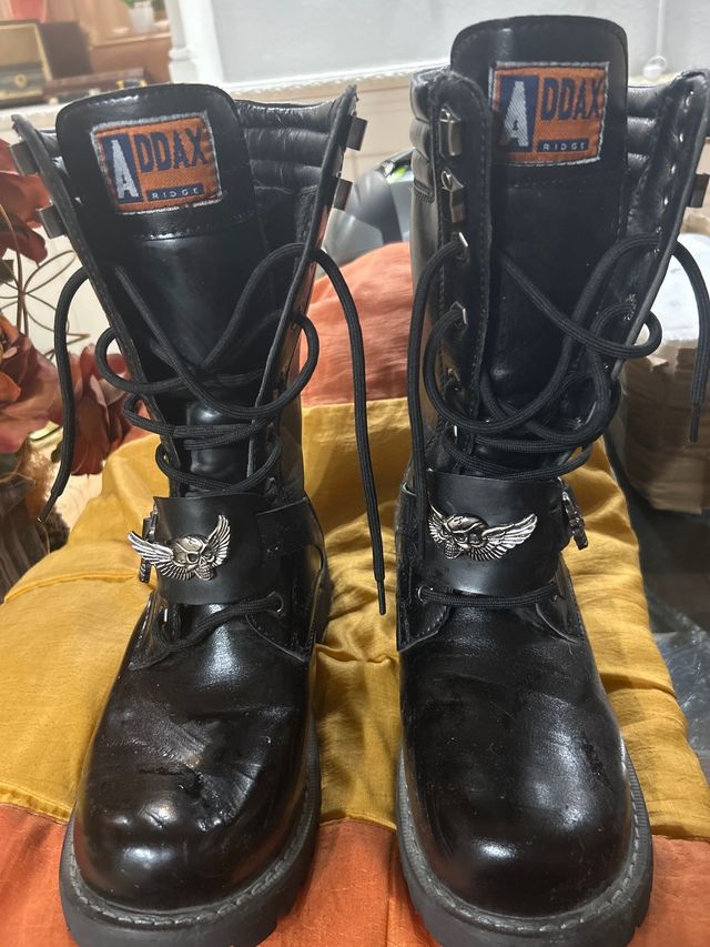 Stivali da motociclista in pelle nera ADDAX RIDGE