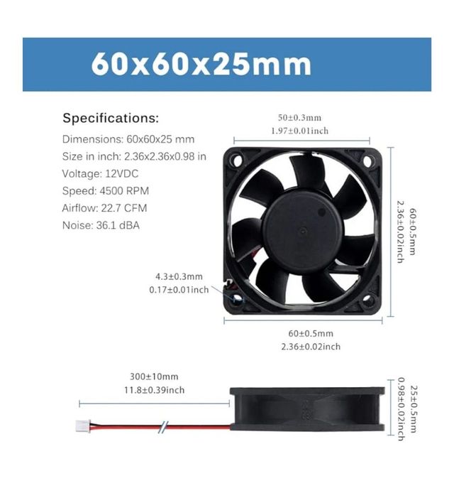 Ventilador GOSTIME GDA6025 DC 12V 0.2A
