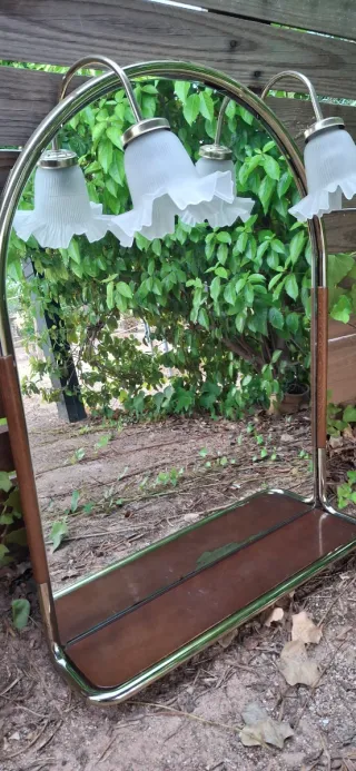Espejo de baño con luces y bandeja