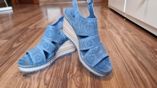 Sandalias Cuña Jeans Azul