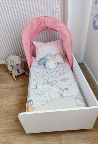 Cama infantil ROS 70x140 cm con/sin dosel rosa