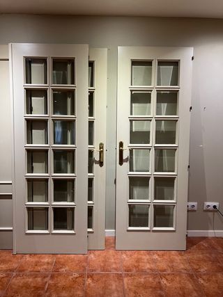 2 Puertas Dobles Madera y Cristal