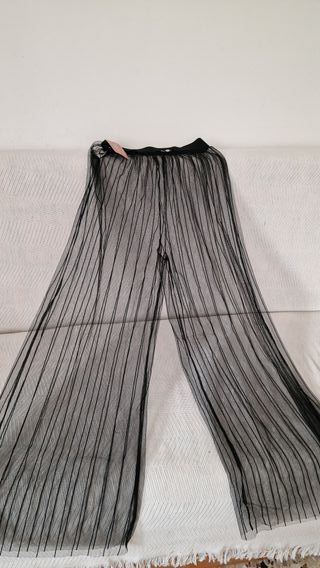 Pantalón tul transparente negro