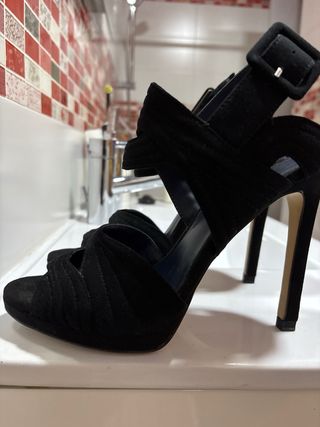 Sandalias Zara Ante Negro Talla 37