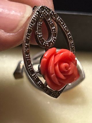 Conjunto Colgante y Pendientes Coral Rosa Plata
