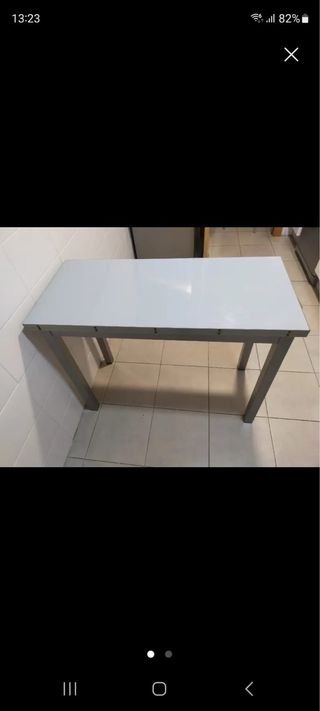 Mesa de cocina cristal y metal