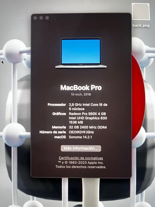 MacBook Pro 15 2018 Plata/Gris Espacial
