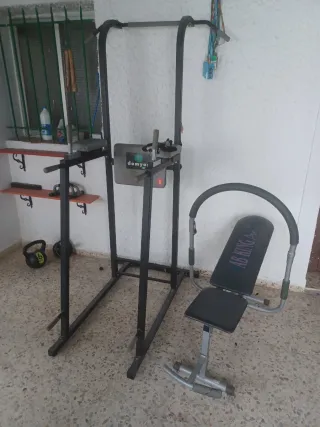 Banco de pesas York con barra