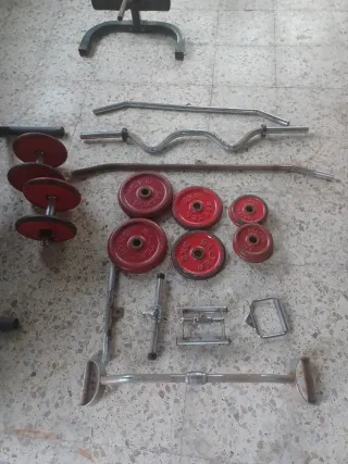 Banco de pesas York con barra