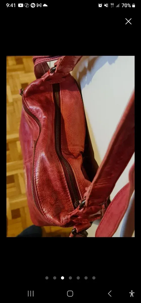 Bolso Piel Rojo Múltiples Bolsillos