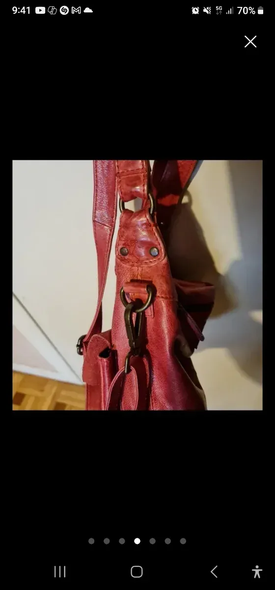 Bolso Piel Rojo Múltiples Bolsillos