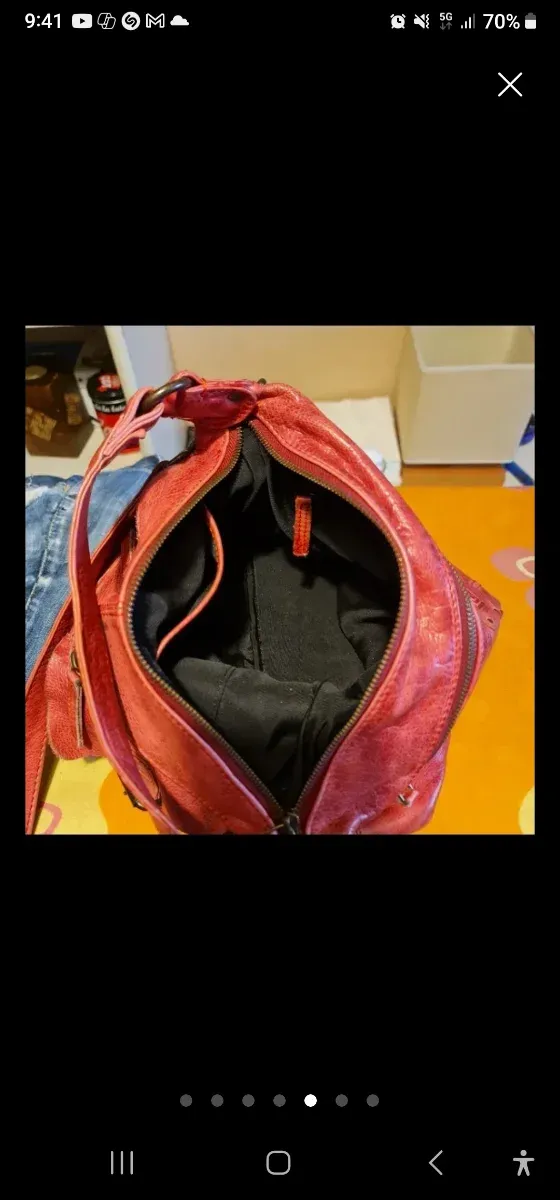 Bolso Piel Rojo Múltiples Bolsillos