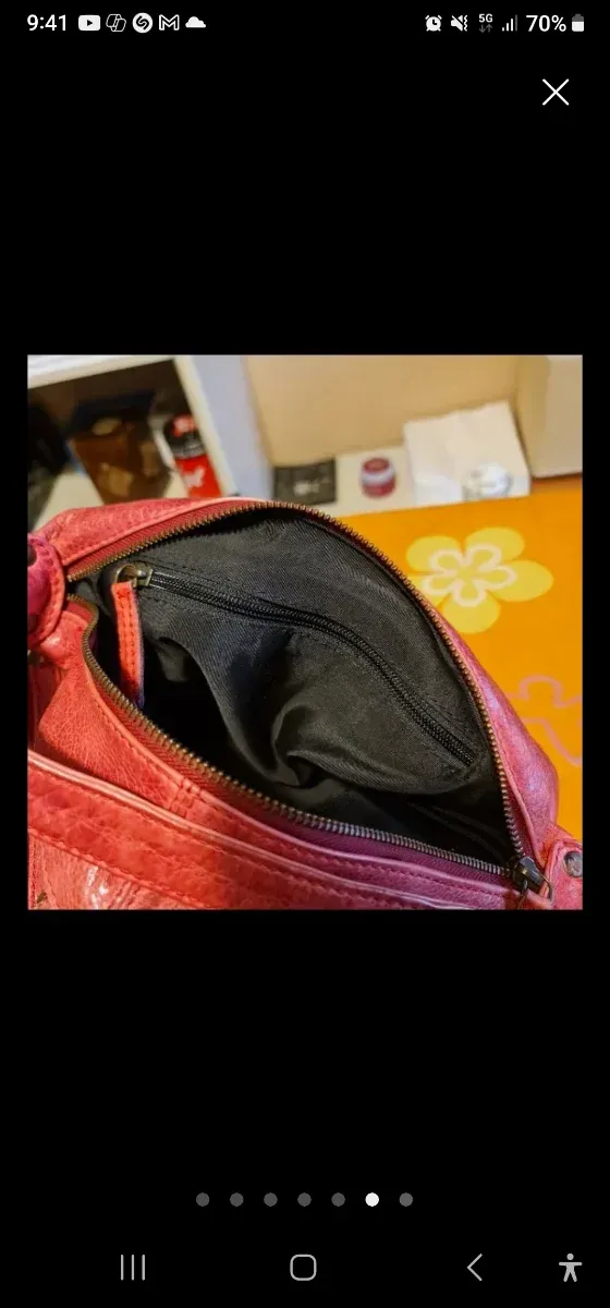 Bolso Piel Rojo Múltiples Bolsillos