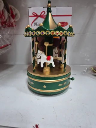 Carillon giostra cavalli verde oro