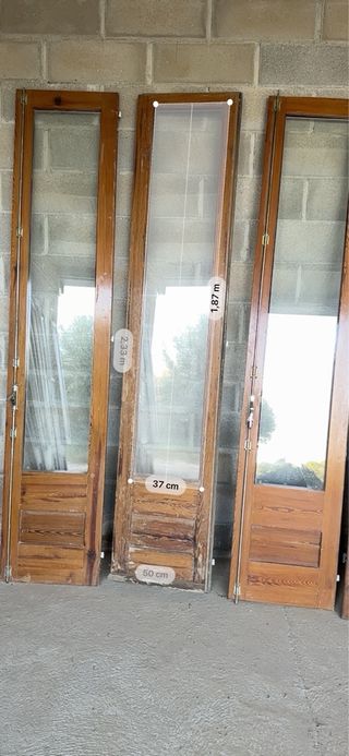 2 Puertas Balconeras Madera y Cristal