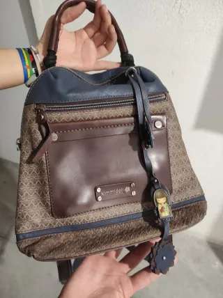 Bolso Mochila Kimmidoll Azul y Marrón