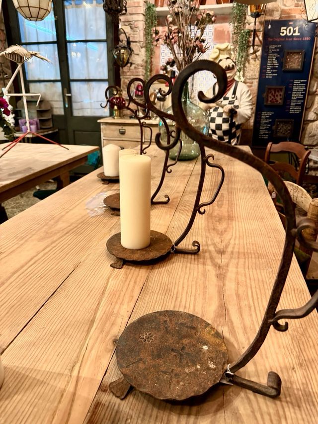 4 Candelabros Antiguos de forja.