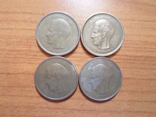 4 Monete 20 Franchi Belgio 1980-1982