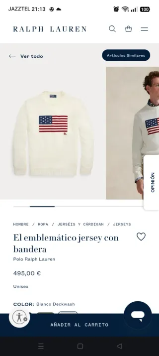 Jersey Ralph Lauren Blanco Talla m