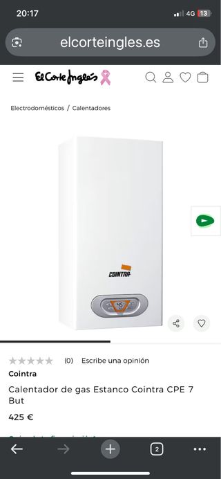 Calentador gas Cointra CPE 7 But
