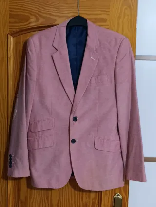 Chaqueta rosa con forro azul