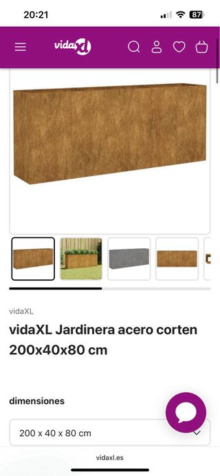Jardinera Acero Corten de 200x40x80 de VidaXL.
