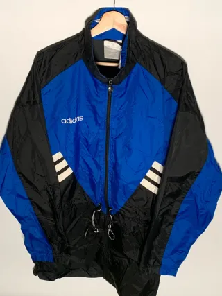 Chaqueta Adidas vintage, cortavientos retro azul
