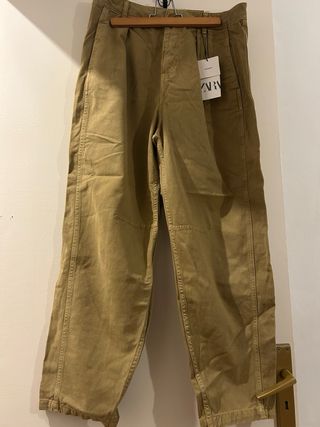 Pantalones Zara Slouchy Talla Única Verde oliva 