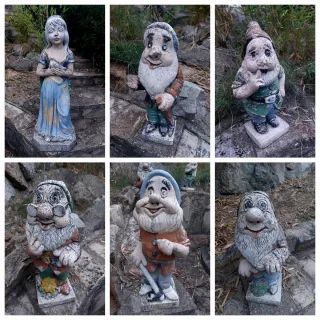 Lote figuras piedra jardin blancanieves ...