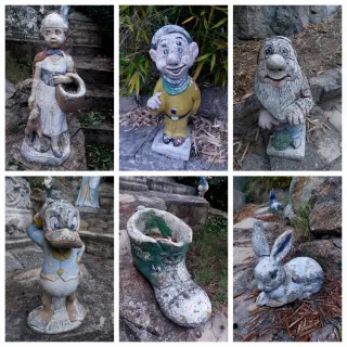 Lote figuras piedra jardin blancanieves ...