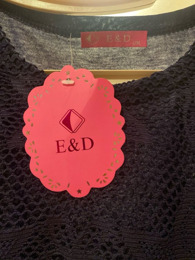 Camiseta mujer calada azul