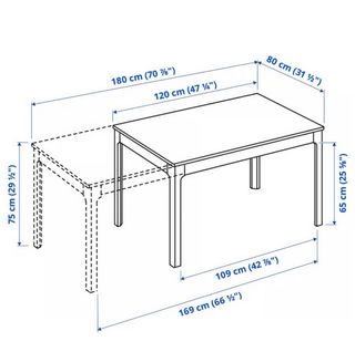 Mesa de comedor extensible blanca
120cm 
