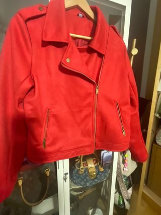 Chaqueta Biker Antelina Roja