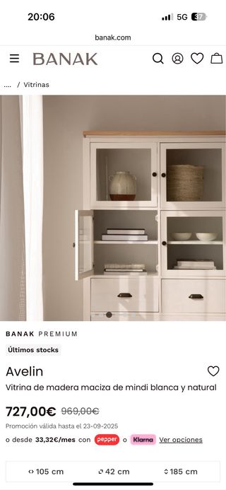 Estantería Vitrina Salón Madera y Cristal