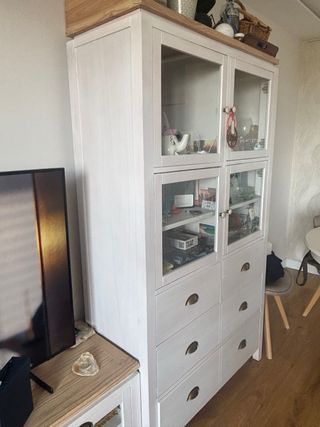 Estantería Vitrina Salón Madera y Cristal