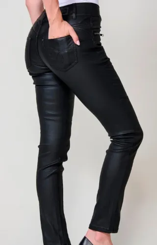 Pantalón pitillo encerado negro