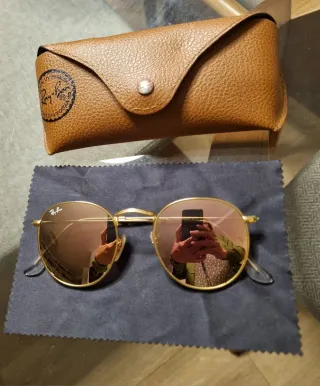 Ray-Ban Round Polarizadas Doradas Rosadas