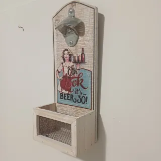 Apribottiglie da Parete Legno e Metallo