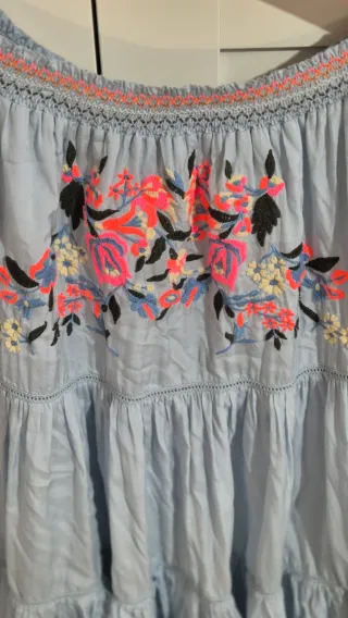 Vestido Free People bordado azul