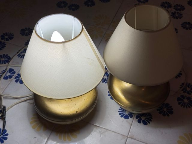 Coppia Lampade Ottone e Tessuto