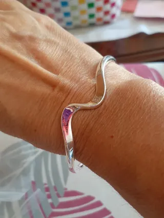 Pulsera olas plata y morado