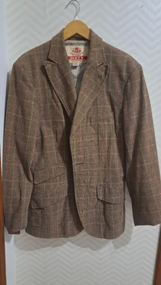 Blazer Miss Sixty xadrez castanho e vermelho