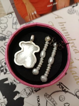 Conjunto Tous Plata Colgante y Pendientes 